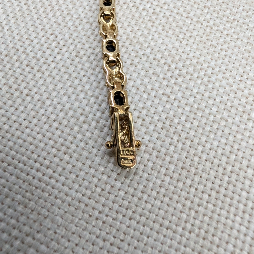 Vintage 925 Sterling Silver Gold Vermeil Black Onyx Bracelet | 7.25" | 12.2g - Picture 11 of 17